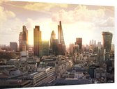 Zonsopgang over de zakelijke financiële wijk van Londen - Foto op Dibond - 90 x 60 cm