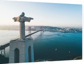 Cristo Rei waakt over de Portugese stad Lissabon - Foto op Dibond - 60 x 40 cm