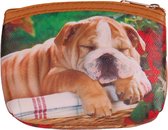 Kleine portemonnee met hond in mand - 11x9cm