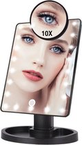 Dakta® Spiegel met LED Verlichting | Extra Stevig | Draadloos & Oplaadbaar | Staand | Make-up spiegel | Vergroting | Spiegeltje | Zwart