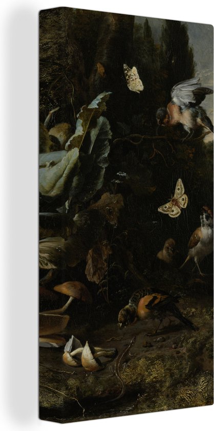 Canvas Schilderij Dieren en planten - Schilderij van Melchior d'Hondecoeter - 20x40 cm - Wanddecoratie