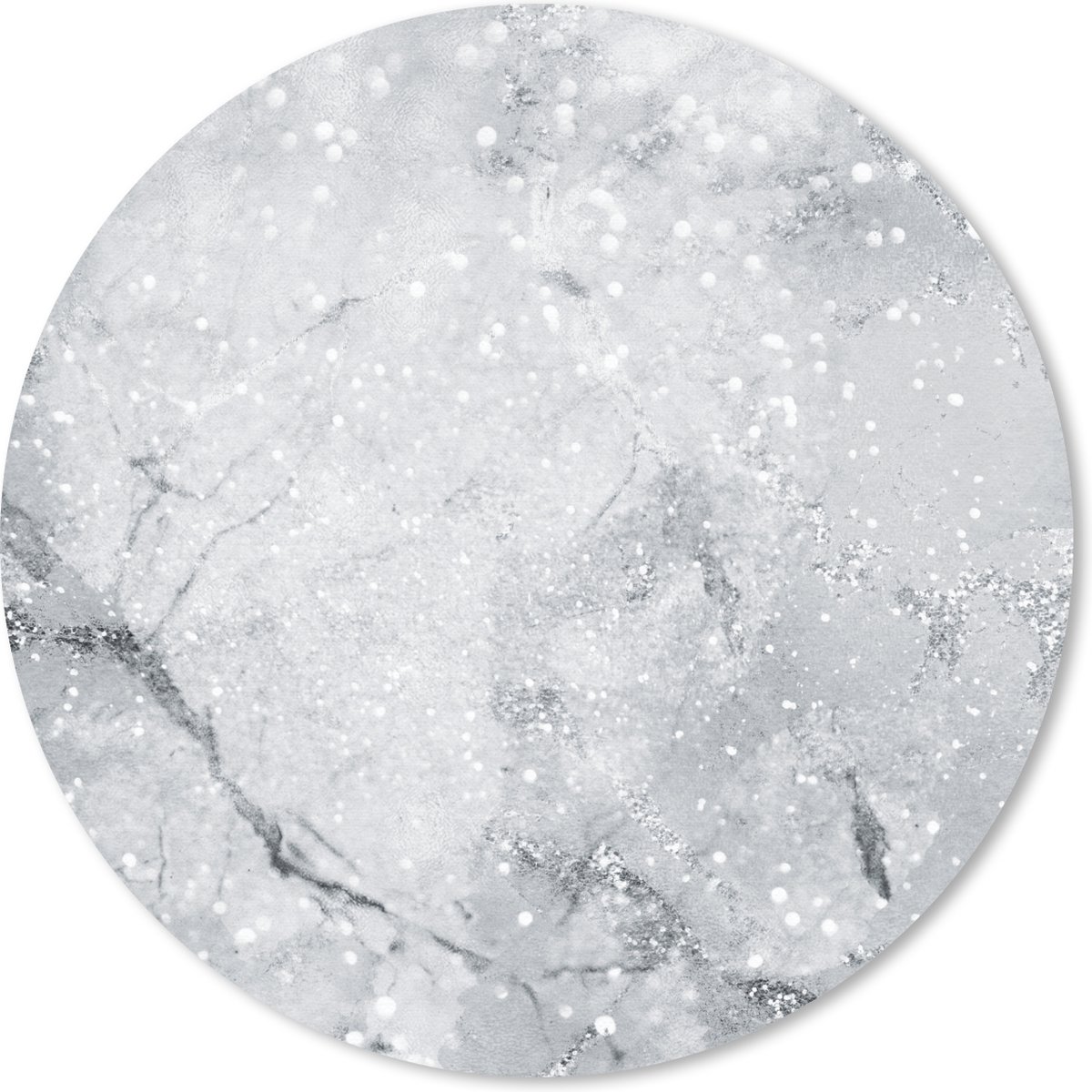 Muismat rond 30x30 cm - Mousepad Marmer - Glitter - Grijs - Ronde muismatten