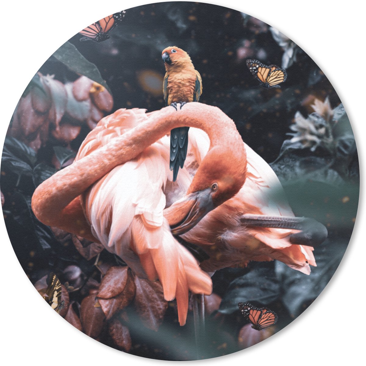 Muismat rond 20x20 cm - Mousepad Planten - Flamingo - Jungle - Ronde muismatten
