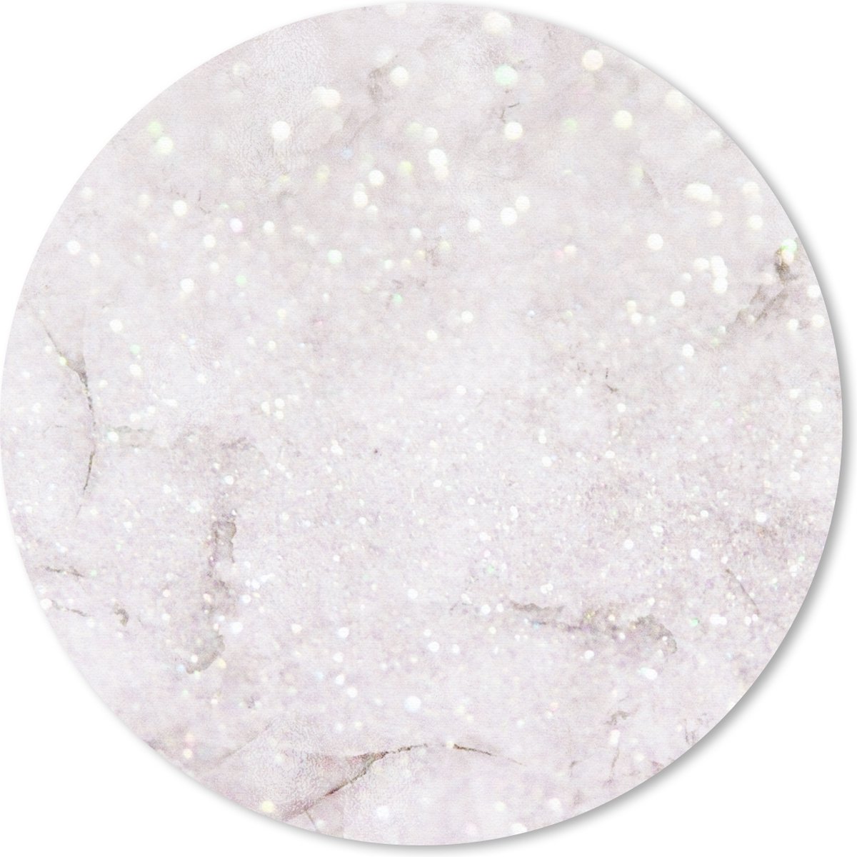 Muismat rond 30x30 cm - Mousepad Marmer - Wit - Glitter - Ronde muismatten