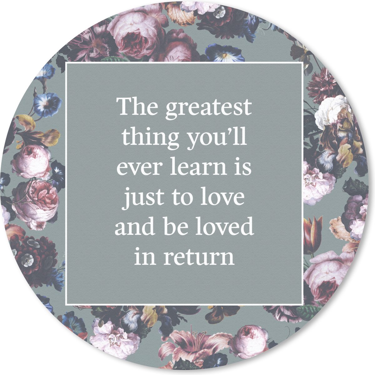 Muismat rond 20x20 cm - Mousepad Bloemen - Quotes - Roze - Ronde muismatten