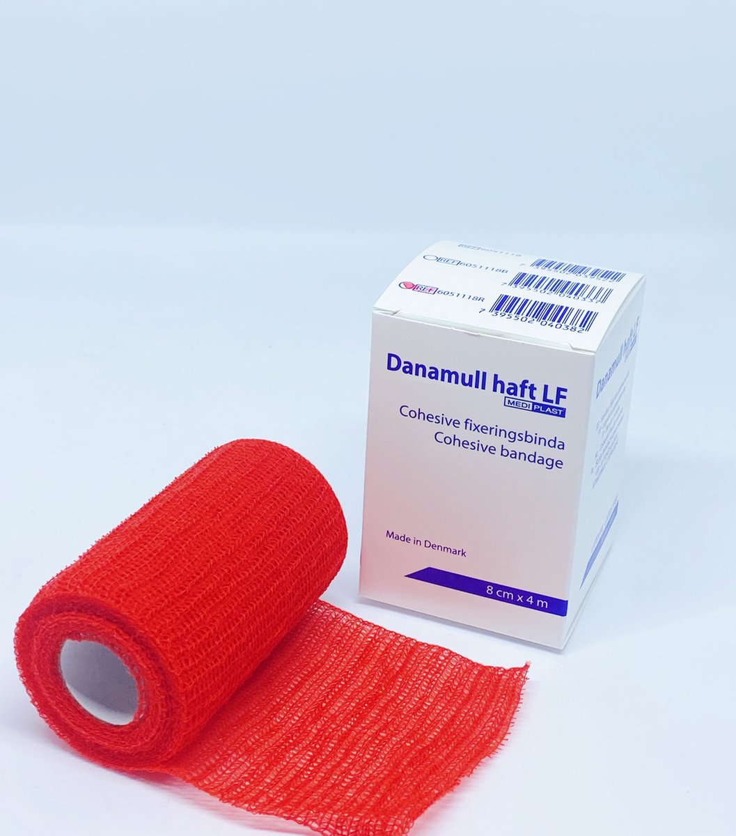 Goedkoopste Danamull Haft Zelfklevend Fixatiewindsel rood 8cm x 4m - 5 stuks
