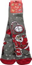 Kerst - Oud en nieuw - sokken Santa - met klok en lurex - maat 39 - 42