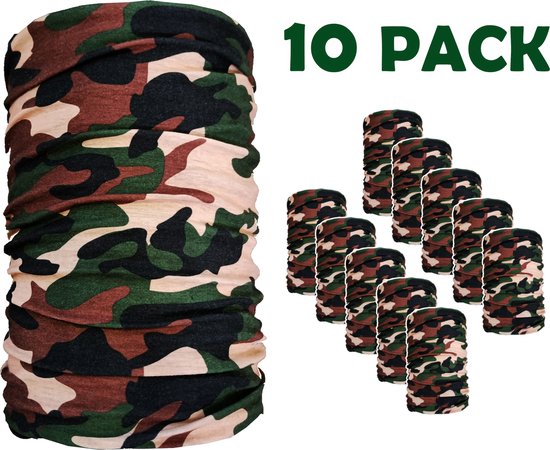 10-pack Multifunctionele Bandana - Camouflage - Leger - Masker