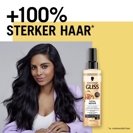 Gliss Total Repair Anti-Klit Spray - Haarverzorging - Leave-in-Conditioner - Vermindert Haarbreuk - Hittebescherming - Voordeelverpakking - 6x 200ml