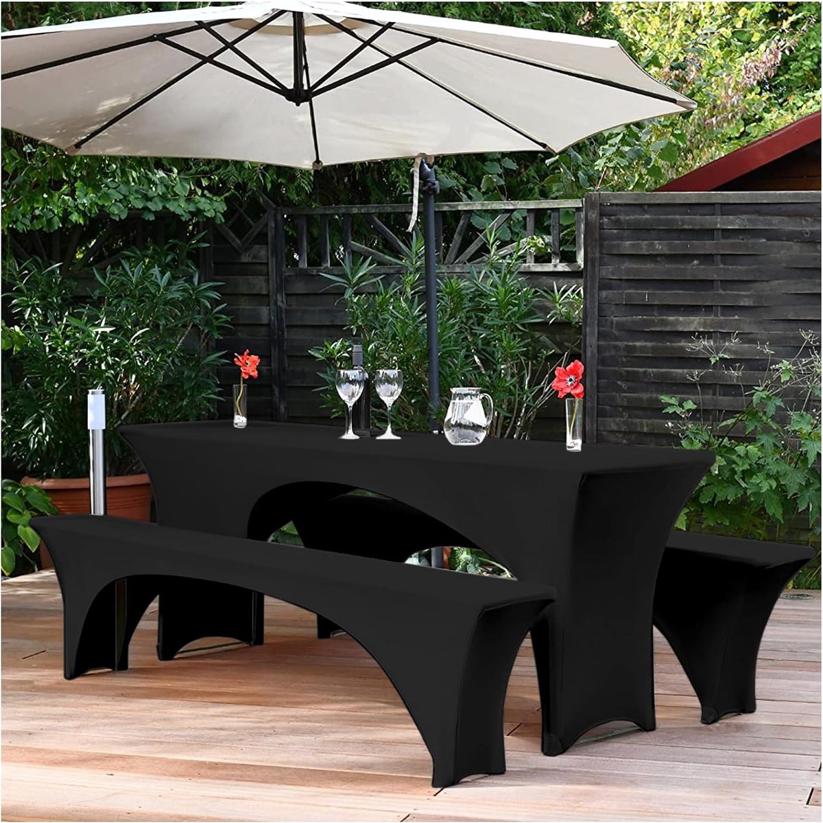 vidaXL Tafelhoes Bankhoes - Biertafel 220x50x80cm - Bank 220x25x40cm vidaXL Tafelhoes Bankhoes - Biertafel 220x50x80cm - Bank 220x25x40cm