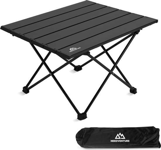 Foto: Needventure campingtafel inklapbaar kampeertafel opvouwbaar inklapbare tafel vouwtafel lichtgewicht aluminium picknicktafel kinderen zwart 56x40x40cm medium