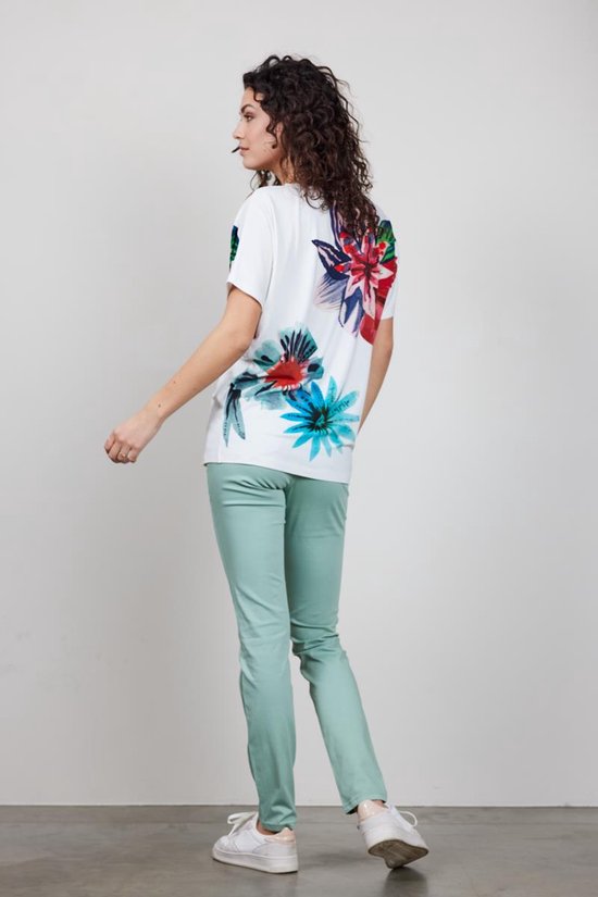 DIDI Dames Loose tee Flow in offwhite with Floral Medley panel