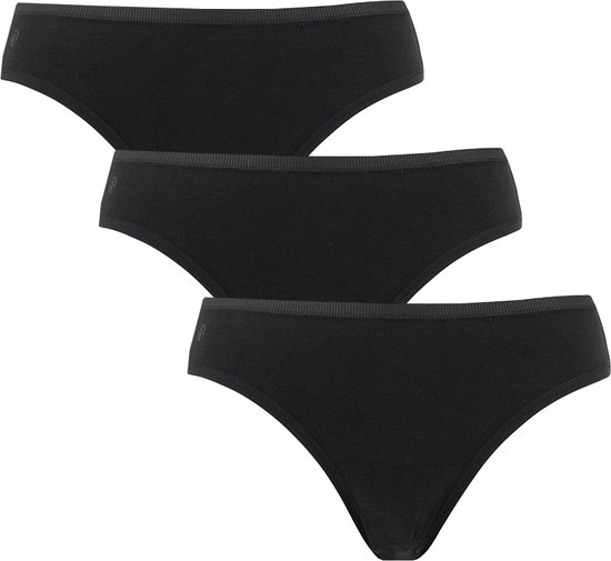 Drie zwarte tailleslips van bamboe met een subtiele ribbelband.