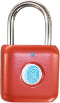 DiverseGoods Vingerafdrukhangslot, digitaal hangslot van metaal, sleutelloos duimslot voor fitnessruimte, schoolspin, rugzak, koffer, bagage (rood)