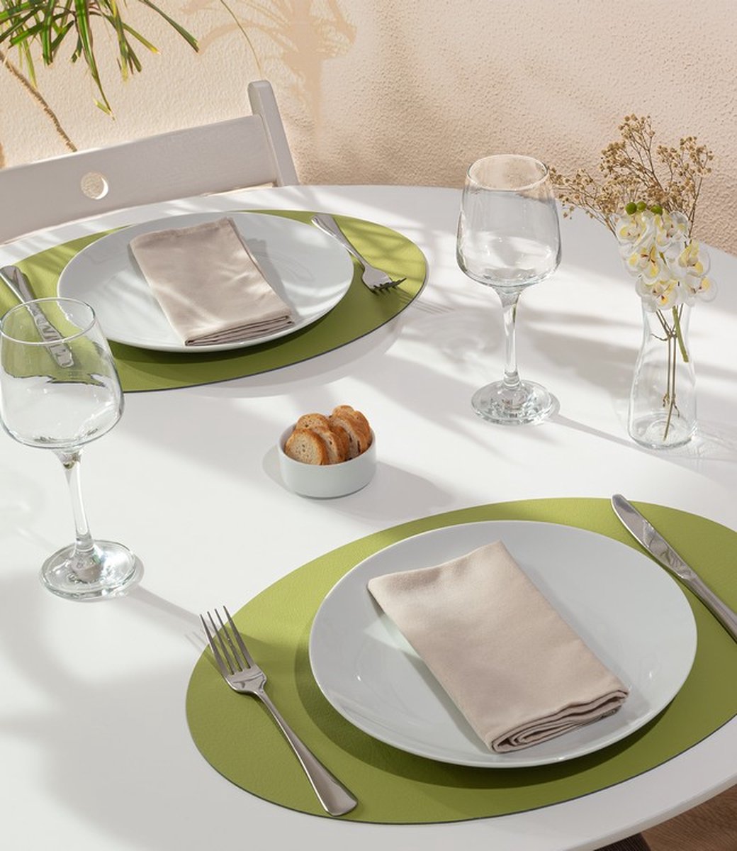 Placemat Set Ovaal - Gerecycled Leer - 28,5 x 43,5 cm - 4 Stuks - Thyme