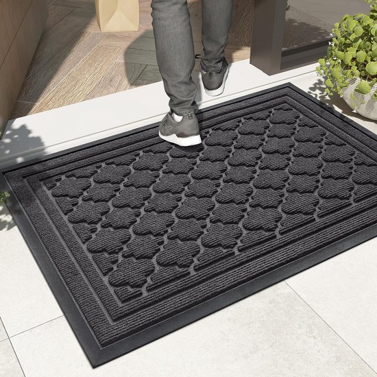 Ivol Deurmat Buiten 61.5 X 91.5 Cm - Borstelmat - Rubber - Zwart