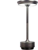 Lichtendirect- Tafellamp oplaadbaar- 3 Kleuren licht- Dimbaar- Draadloos & Oplaadbaar- Bureaulamp- Woonkamerlamp- Tafellampen- Zwart- Tafellamp industrieel
