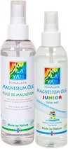Himalaya magnesium olie spray 200 ml + JUNIOR magnesium olie spray 200 ml voor kinderen - Voordeelpakket - Magnesiumchloride 100% natuurlijk en zuiver - Optimale magnesium opname via voeten - Effectief bij slaapproblemen
