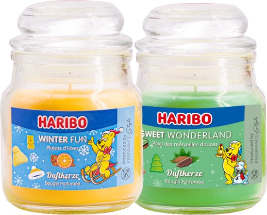 Haribo kaarsen 85gr set 2 - 1x klein Winterfun 1x klein Sweet Wonderland
