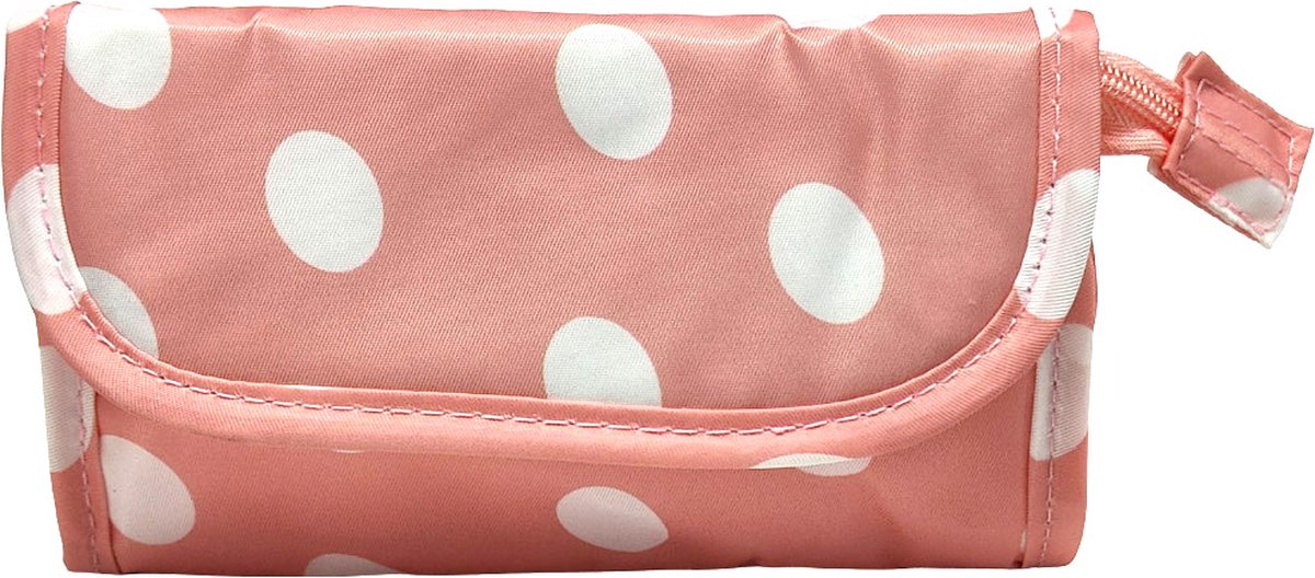 Rojafit Make-up Tasje met Spiegel - Pink Dots - Afmeting: 17 x 5 x 10 cm.