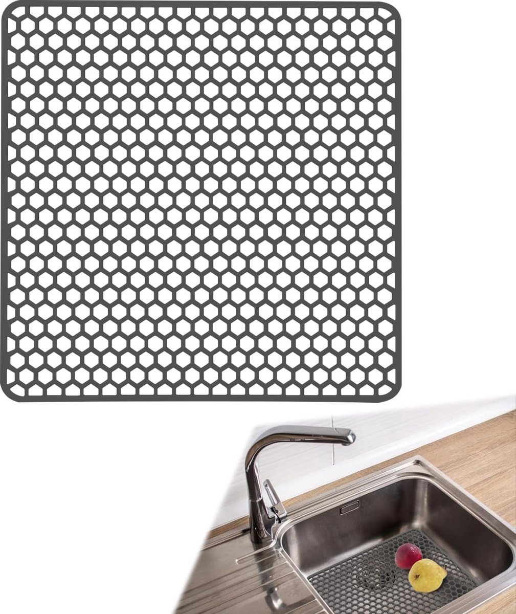 Goedkoopste Siliconen gootsteenmat, 34 x 29 cm, gootsteenbescherming inklapbaar, hittebestendig en antislip keuken-afdruiponderzetter bescherminzetstuk, gootsteenmat voor gootsteen