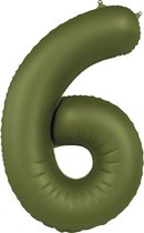 Folat - Folieballon Cijfer 6 Olive Green - 86 cm