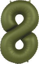 Folat - Folieballon Cijfer 8 Olive Green - 86 cm