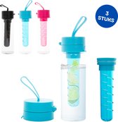 Cheqo® Waterfles met Fruit Infuset Set - 3 Stuks - Fruitwater Fles met Infuser Stick - 750ml - Sportfles - Drinkfles