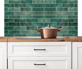 Spatscherm keuken 120x60 cm - Kookplaat achterwand Tegels - Groen - Design - Structuren - Muurbeschermer - Spatwand fornuis - Hoogwaardig aluminium