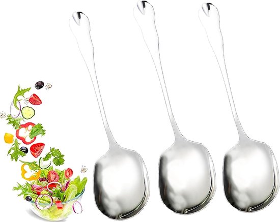 3 cuillères de service, petite cuillère à long manche, cuillère à goutte, cuillère en acier inoxydable poli, convient pour cuillère de service, couverts de table, couverts de service, cuillère de buffet, haute brillance