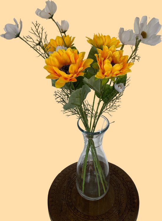 Kiek en Boor - Kunstbloemen - Zijde Bloemen - Kunstbloemen boeket - 70-100 cm - geel - Medium - kado voor haar - moederdag