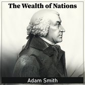 Gravure d'Adam Smith de profil, avec perruque blanche poudrée et manteau sombre. Texte : The Wealth of Nations, Adam Smith.