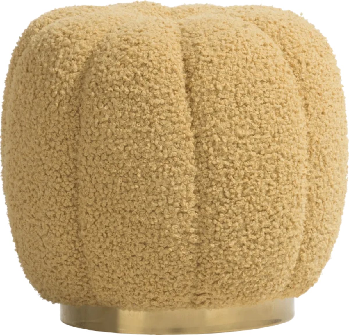 LM-Collection Marshmellow Poef - Ø45x43cm - Geel - Bouclé stof - poef rond velvet, zitzak, poef rond, poef rond grijs, poefs rond, poef velvet,