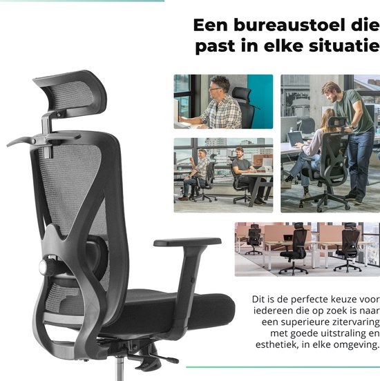 Backerz Mesh Ergonomische Bureaustoel - Bureaustoelen voor Volwassenen tot 150kg - Office Chair NEN-EN1335 - Gamestoel
