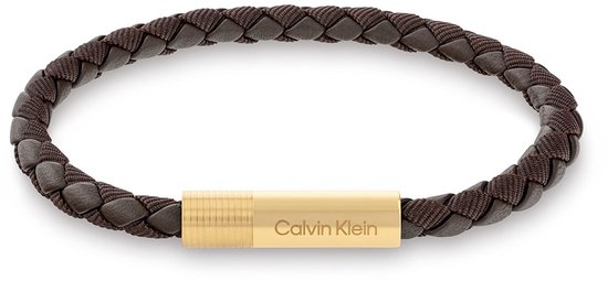 Calvin Klein CJ35100027 Heren Armband - Leren armband - Sieraad - Leer - Bruin - 7 mm breed - 19.5 cm lang