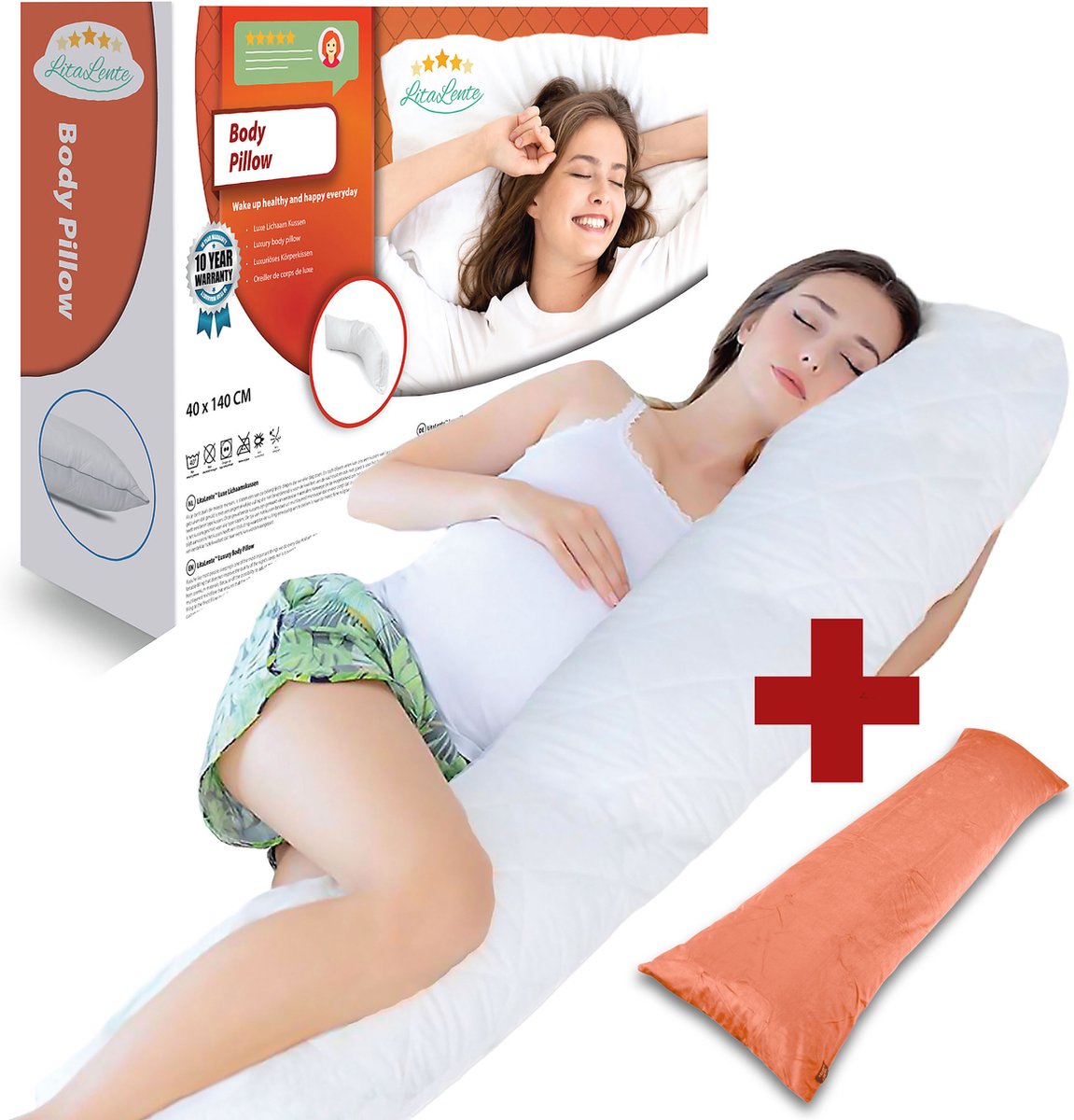 Goedkoopste Zwangerschapskussen Nude-pink Velvet sloop - Ergonomisch Lichaamskussen - body pillow - Voedingskussen - Kniekussen - Body Pillow met afneembare hoes - Dubbel Gestikte Randen Zwangerschapskussen