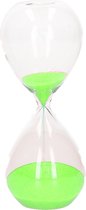 Zandloper cilinder Timer - decoratie of tijdsmeting - 10 minuten groen zand - H16 cm - glas