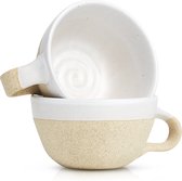 Amarcado - Cappuccino Kop - Set van 2 - 250 ml - Koffiekopjes met oor - Cappuccino Mokken - Latte Macchiato Glazen - Theeglazen - Espresso kopjes - Aardewerk - Keramiek - Porselein