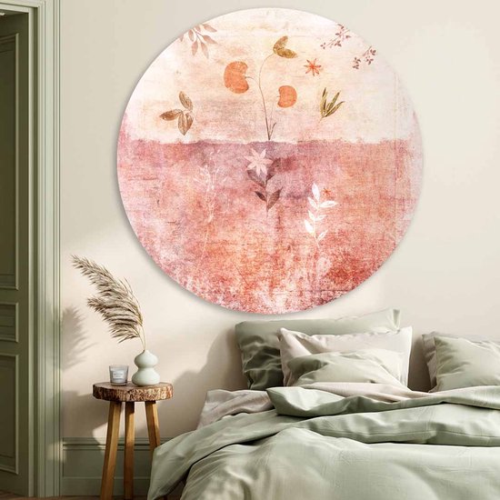 Muurcirkel Abstracte roze bloem | Forex | Ø 100cm | Inclusief ophangsysteem