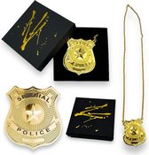 Gouden Metalen Politie Badge Ketting - Voeg Stijlvolle Autoriteit Toe aan je Look!