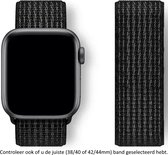 Nylon sporthorlogebandje - Geschikt voor Apple Watch 1, 2, 3, 4, 5, 6, SE & Nike+, 38mm & 40mm "Vrouwenbreedte" Series - Zwart met subtiele witte weave