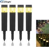 CNL Sight Lampe Solar à piquet (Taille L) - Set de 4 pièces (6*39CM) - Éclairage de chemin - Ronde - Lampes d'extérieur en acier inoxydable - Lampe solaire à piquet - Spots solaires au Solar - Éclairage solaire de jardin