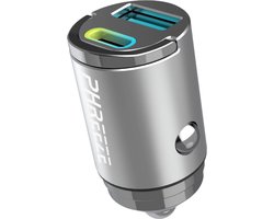 Mini Autolader 2 Poorten - 35w Max - Usb Oplader Auto - Quick Charge + Power Delivery 3.0 - Snellader usb C auto - Oplaadstekker 12v usb