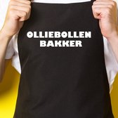 Zwart keukenschort / BBQ-schort met tekst | Oliebollen bakker | Katoen - One size - Verstelbaar - Wasbaar - Cadeau voor hem - Vaderdag - Gratis verzending