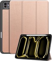 Hoes Geschikt voor iPad Pro 2024 (13 inch) Hoes Luxe Hoesje Case Met Uitsparing Geschikt voor Apple Pencil - Hoesje Geschikt voor iPad Pro 2024 13 inch (7e generatie) Hoes Cover - Rosé goud