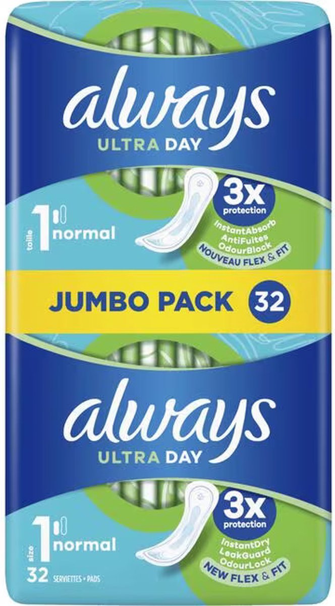 Always x3 Ultra Maandverband Normal 32 Stuks