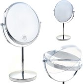 staande spiegel 5-voudige vergroting, 20 cm cosmetische spiegel 360° draaibaar. Verchroomde make-up spiegel scheerspiegel tafelspiegel badkamerspiegel, dubbelzijdig: normaal + 5x vergroting,