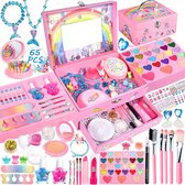 meisjes Kindermake-upset Meisjes Kindermake-upset, 65-delige Wasbare Make-up Kindermake-upset Meisjesspeelgoed, Halloween Kerstverjaardagscadeaus voor Meisjes 5 6 7 8 Jaar