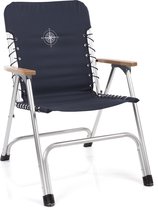 Campingstoel Campart CH-0623 – Stoel opvouwbaar - Aluminium bootstoel met houten armleuning - Lichtgewicht - Extra breed zitvlak - Blauw