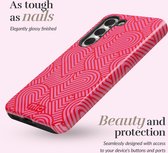 MIO Hoesje geschikt voor Samsung Galaxy A25 5G MagSafe Telefoonhoesje Hardcase | MIO Backcover | Geschikt voor MagSafe | Geschikt voor Draadloos Opladen met Magnetische Ring | MagSafe Case - Wild Hearts | Roze